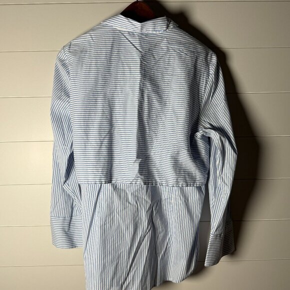 Chico's Black Label Wrap Shirt Blue & White Stripe Size 2 (Large) - Picture 5 of 8
